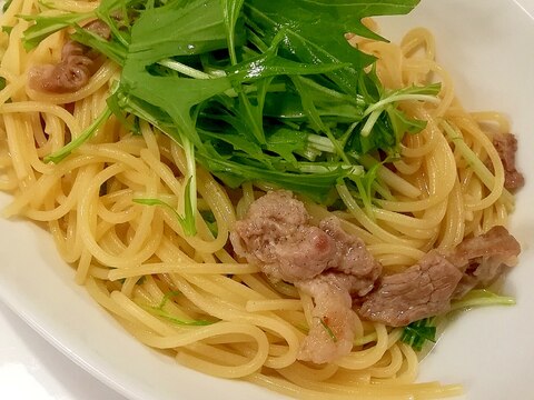 昆布茶が決め手☆簡単･豚と水菜の和風パスタ